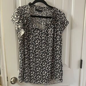 Lane Bryant Navy and White Abstract Blouse